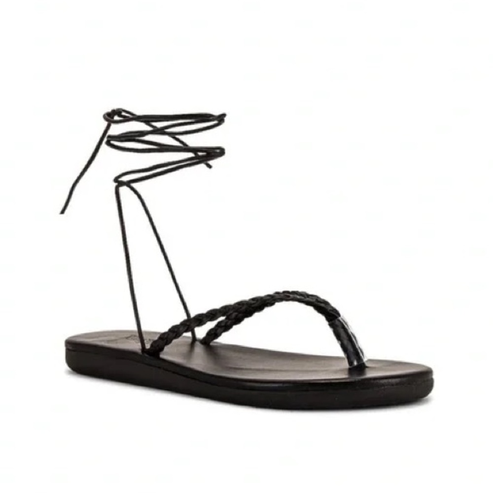Ancient Greek Sandals Black Braided Women's Sandals